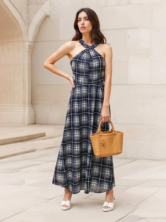 Women's Blue Printed Cropped Jacket + Wide-leg Pants Set, Retro-style Elegant Slimming Two-piece Outfit